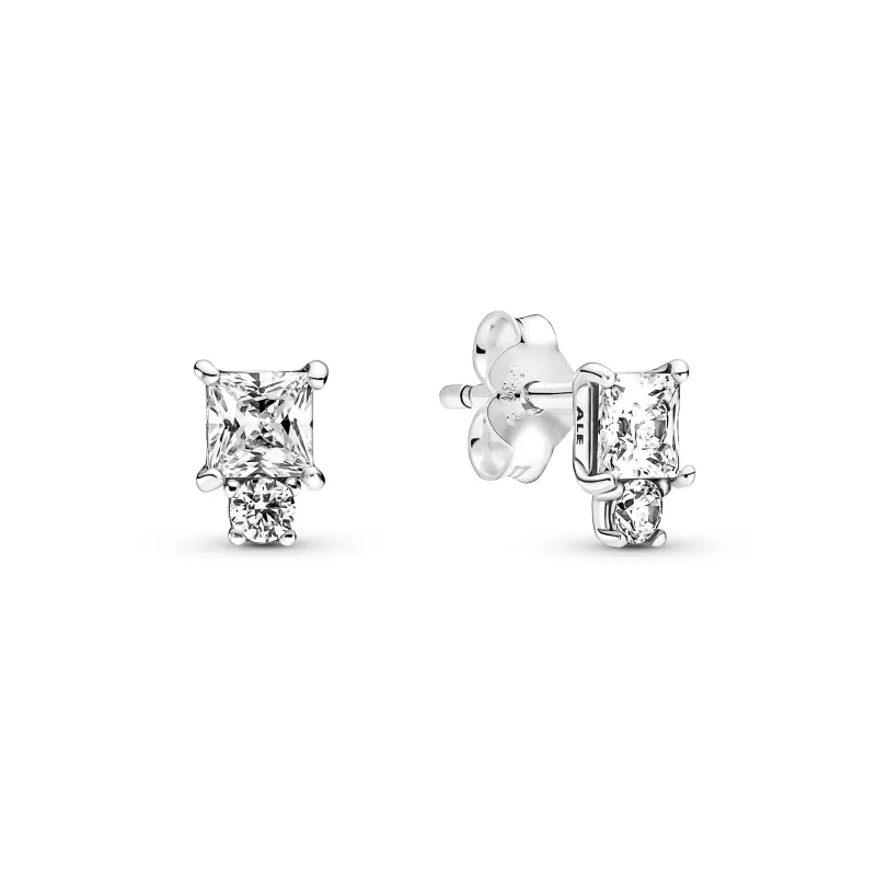 Pandora Brincos Sparkling Round & Square 290036C01