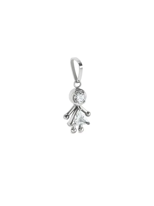 One Energy Girl Crystal Silver Charm OJEBC726
