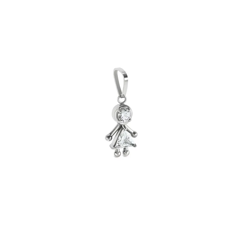 One Energy Girl Crystal Silver Charm OJEBC726