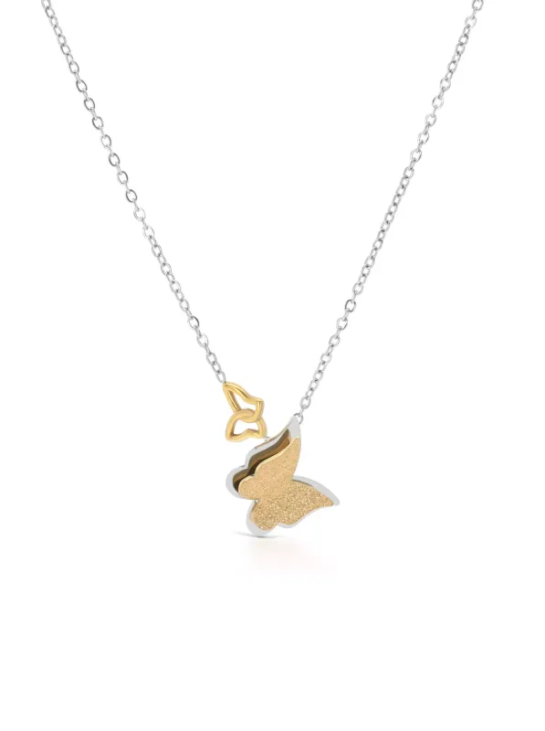 One Butterfly Bicolor Necklace OJBN01SG
