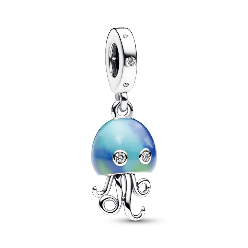 Pandora Jellyfish sterling silver dangle with clear cubic zirconia a 792704C01