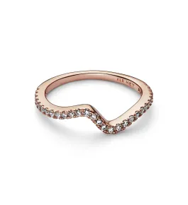 Wave 14k rose gold-plated ring with clear cubic zirconia    