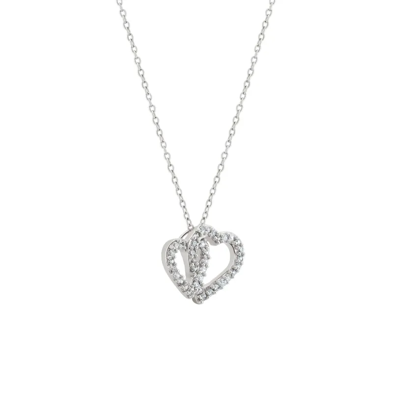 Unike Colar Classy Double Heart UK.CL.1204.0016