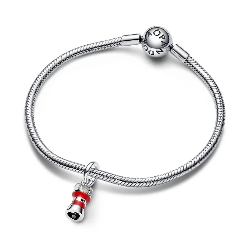 Pandora Lighthouse sterling silver dangle with red enamel and milky 792714C01