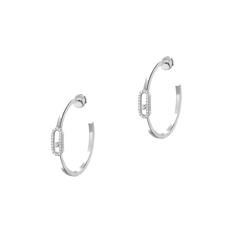 Messika Move Uno White Gold Diamond Hoop Earrings MEK.43.BR.12485.WG