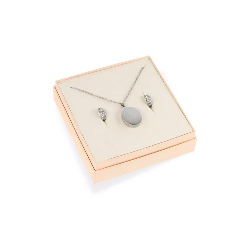 One Set Relicário & Brincos Memories OJSET04S