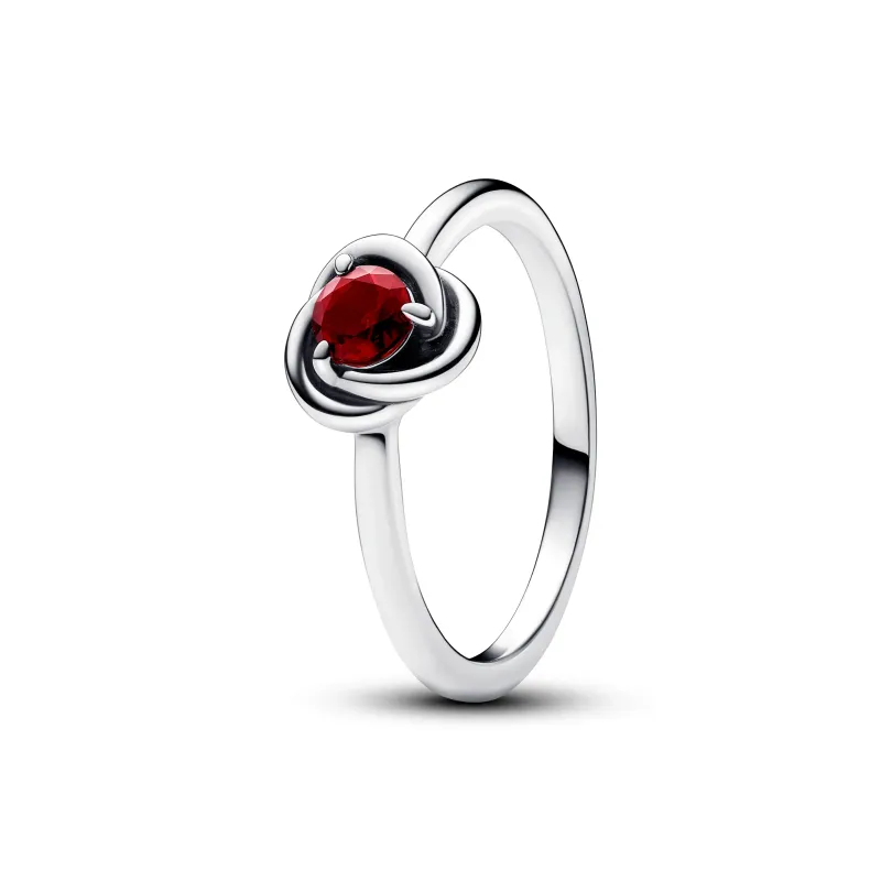 Pandora Sterling silver ring with salsa red crystal 192993C01-52
