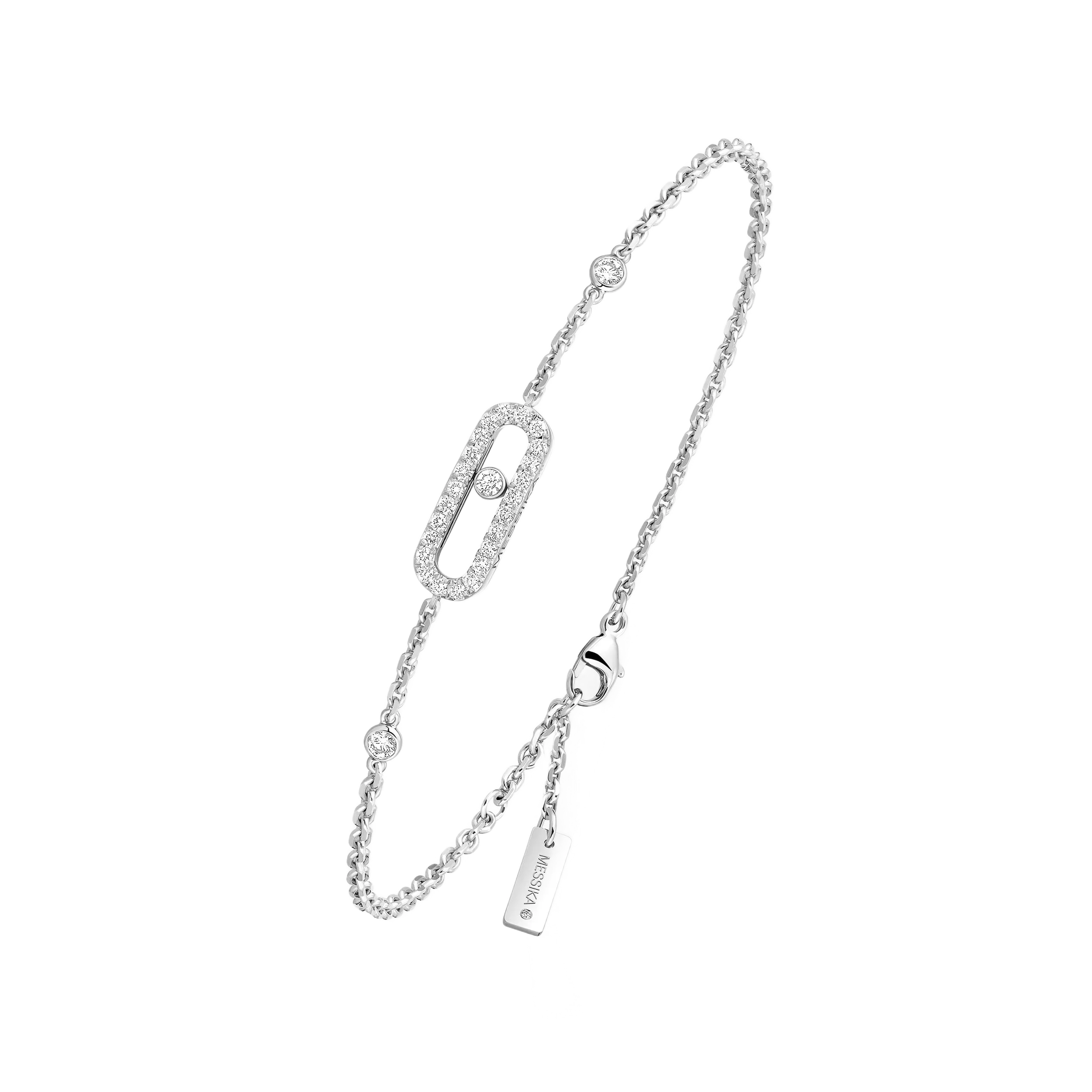 Pulseira Move Classique ouro branco com diamantes