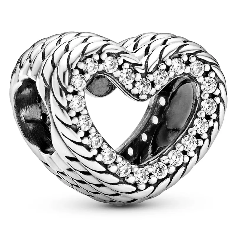 Pandora Snake Chain Pattern Open Heart Charm 799100C01