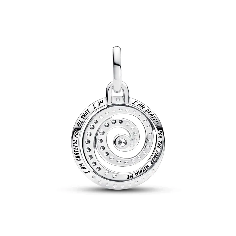 Pandora Spiral sterling silver medallion with clear cubic zirconia 793046C01
