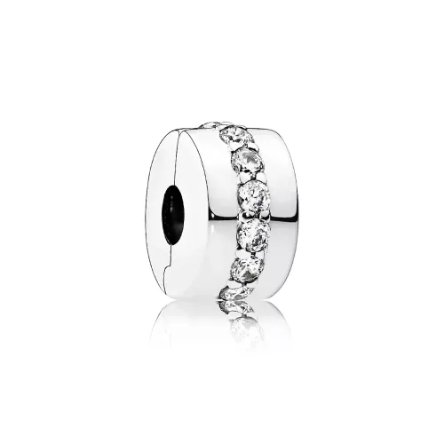 Silver clip with clear cubic zirconia                       