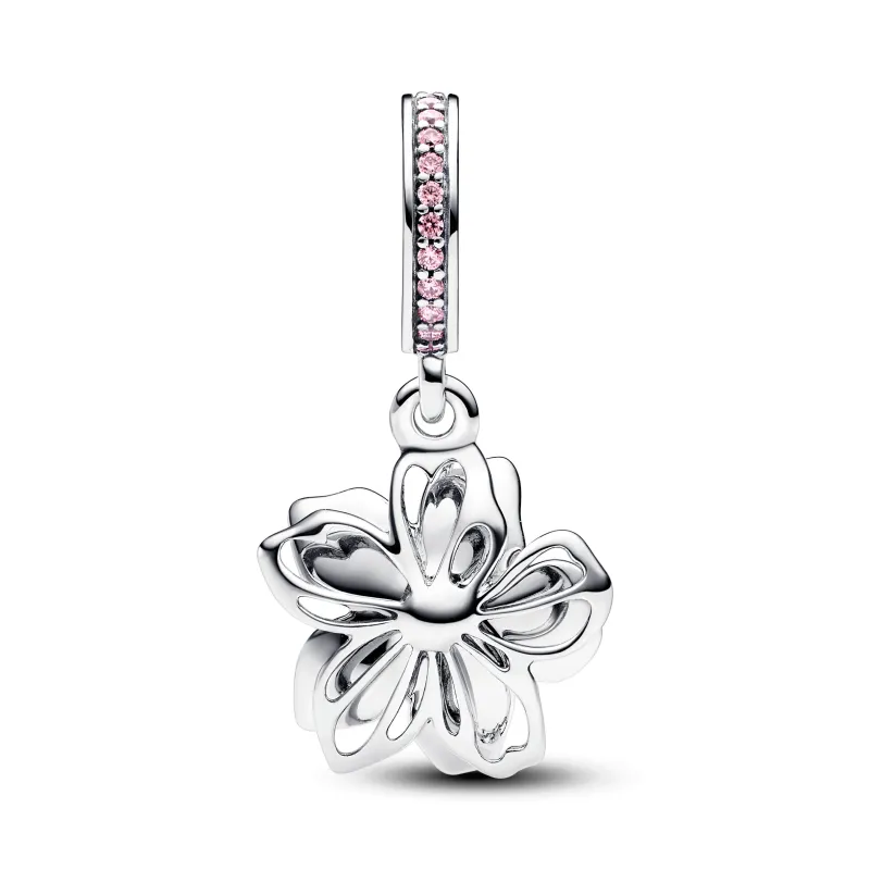 Pandora Movable cherry blossom sterling silver dangle with fancy pin 790667C01