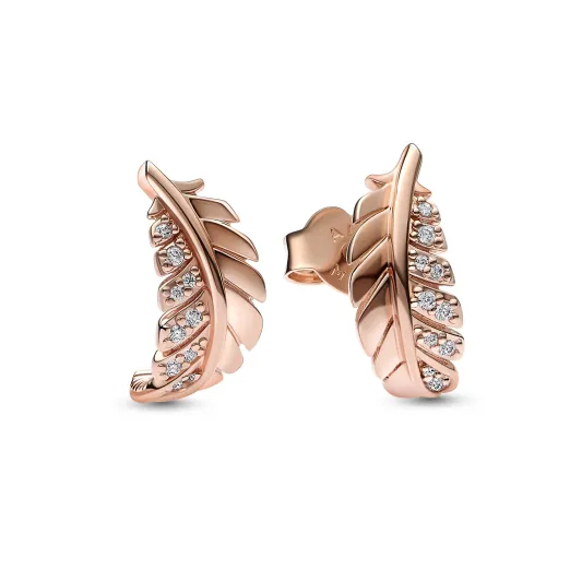 Pandora Feather 14k rose gold-plated stud earrings 282574C01