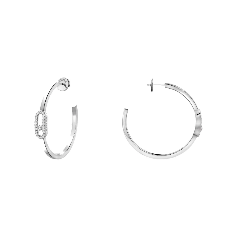 Messika Move Uno White Gold Diamond Hoop Earrings MEK.43.BR.12485.WG