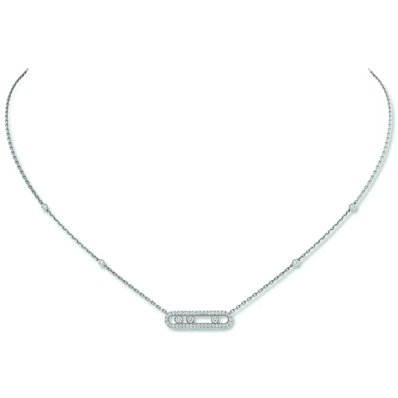 Messika Colar Baby Move Classique ouro branco com diamantes MEK.01.FI.4322.WG