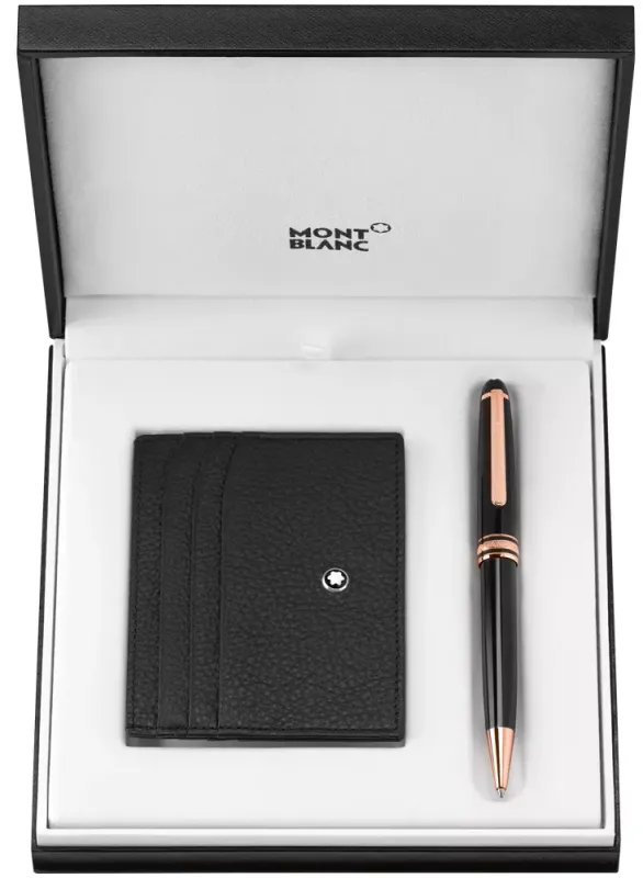 Montblanc MONTBLANC SET BALPOINT PEN 164 & MST WALLET 6 CC BLACK 117084