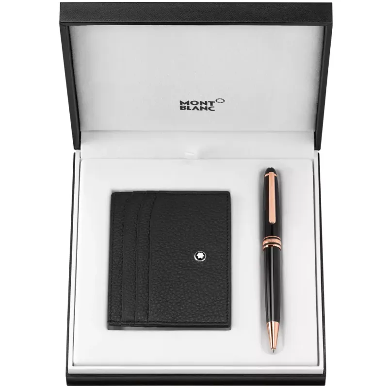 Montblanc MONTBLANC SET BALPOINT PEN 164 & MST WALLET 6 CC BLACK 117084