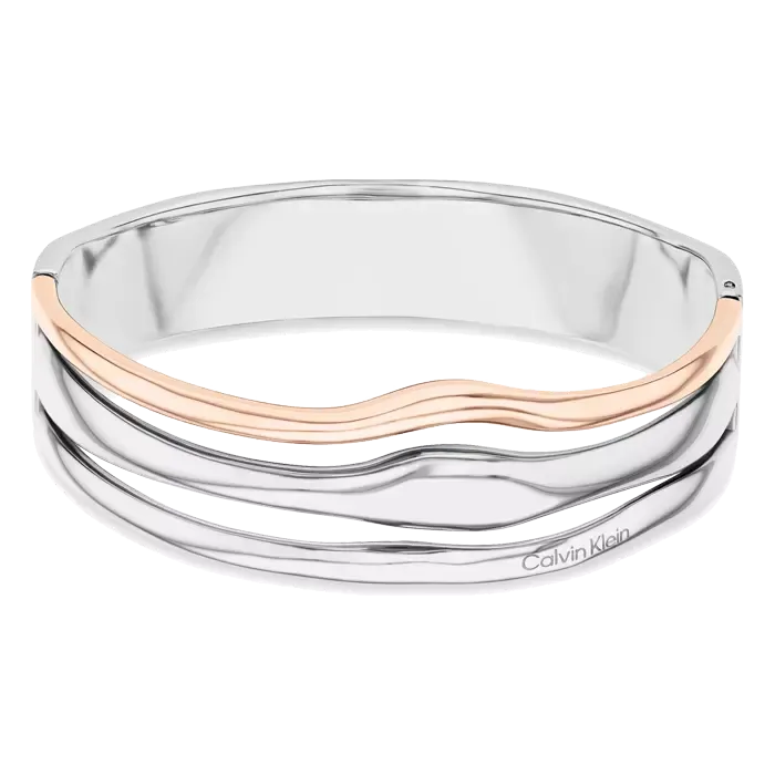 Bangle em Aço e Dourado Rosa