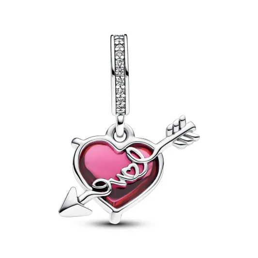 Pandora Heart and arrow sterling silver dangle with clear cubic zirc 793085C01
