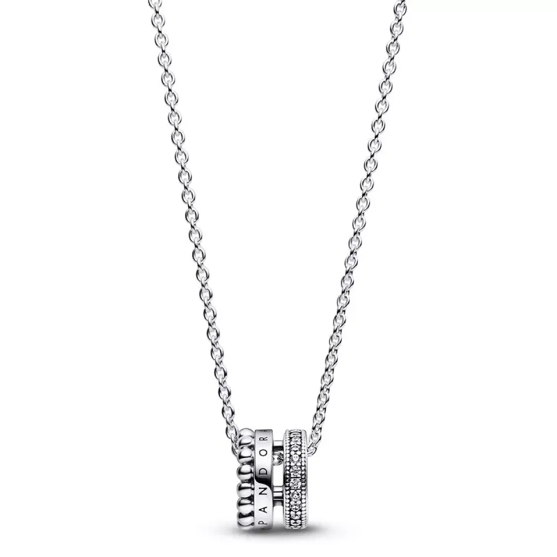 PANDORA Colar Pandora Signature Logo Pavé & Beads 392311C01-45