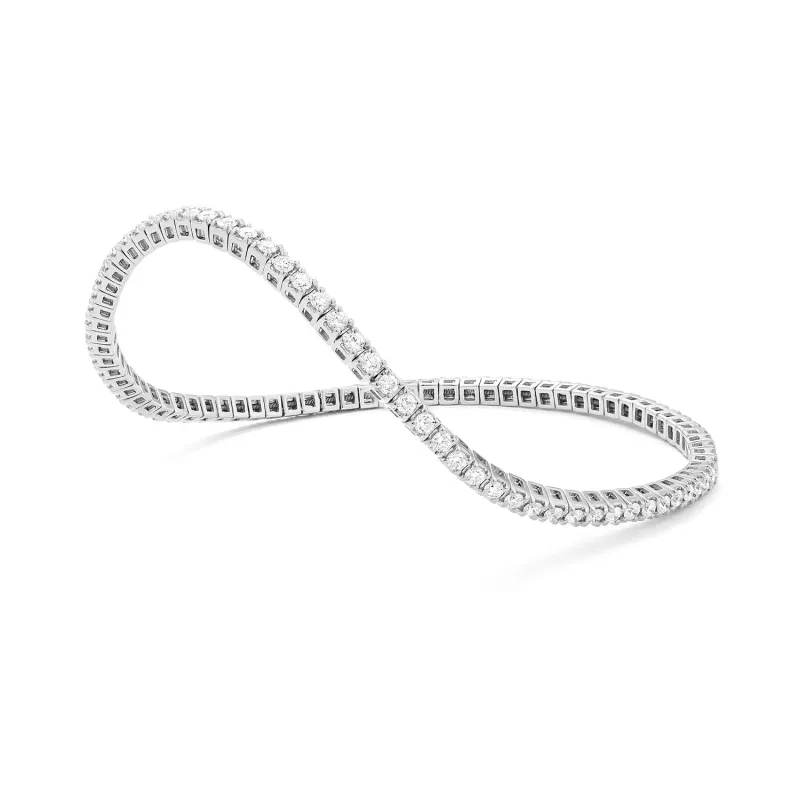 Marcolino Pulseira Reivière Elástica Ouro Branco com Diamantes FP6842