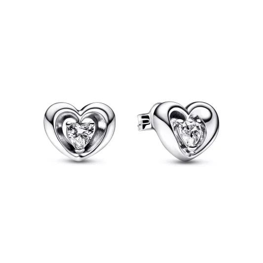 Pandora Heart sterling silver stud earrings with clear cubic zirconi 292500C01