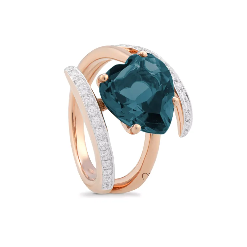 K Di Kuore Ring with Diamonds and Quartz 435464