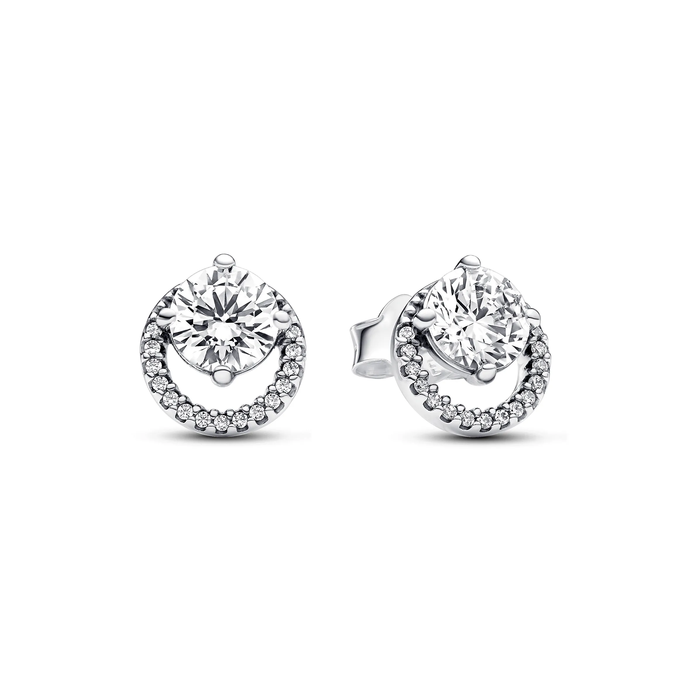 PANDORA Sterling silver stud earrings with clear cubic zirconia
