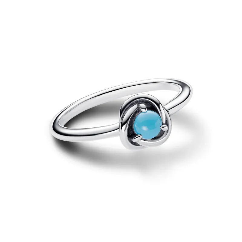 Pandora Sterling silver ring with capri blue crystal 192993C12-50
