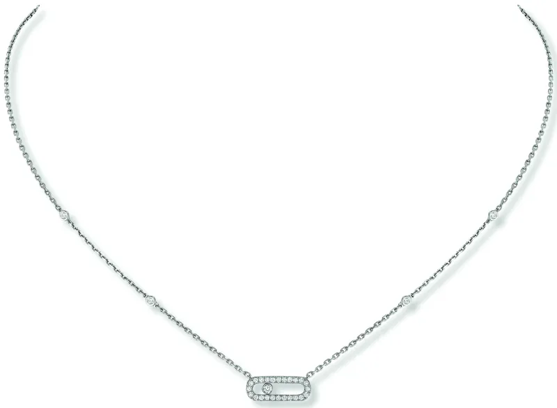 Messika Colar Move Classique ouro branco com diamantes MEK.01.FI.4708.WG