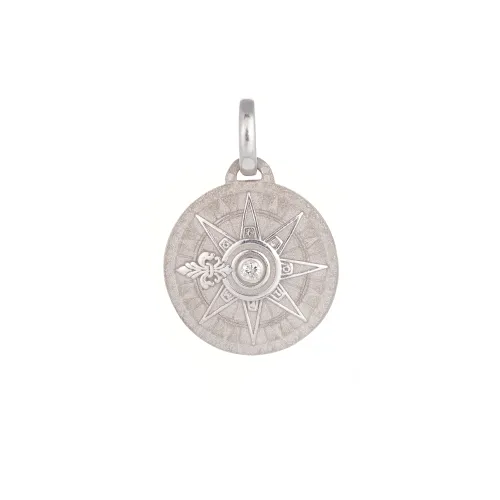 Imagem Medalha Ouro Branco com Diamantes