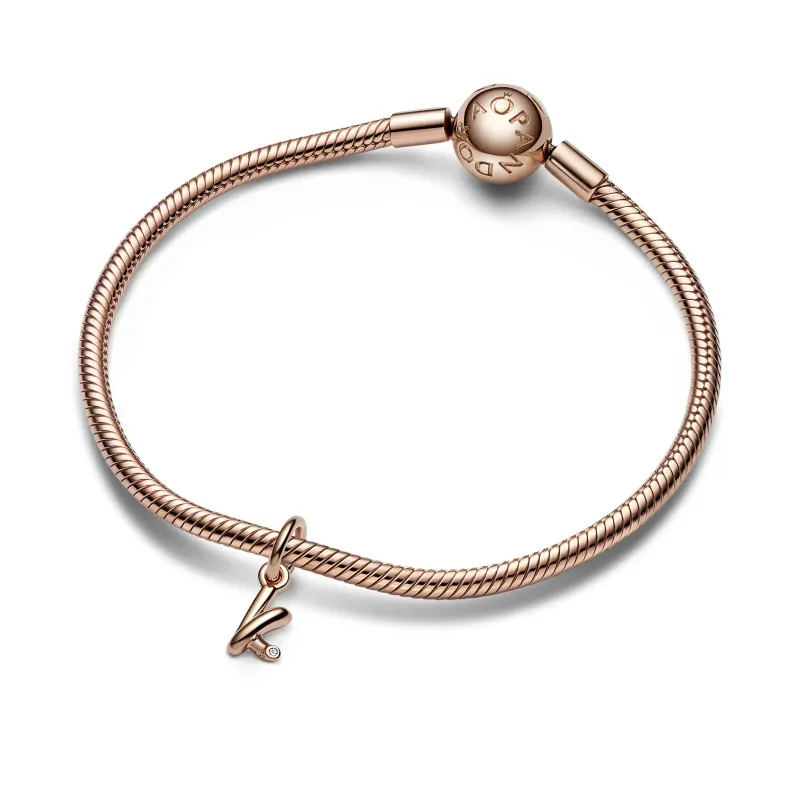 Pandora Letter k 14k rose gold-plated dangle with clear cubic zircon 782460C01