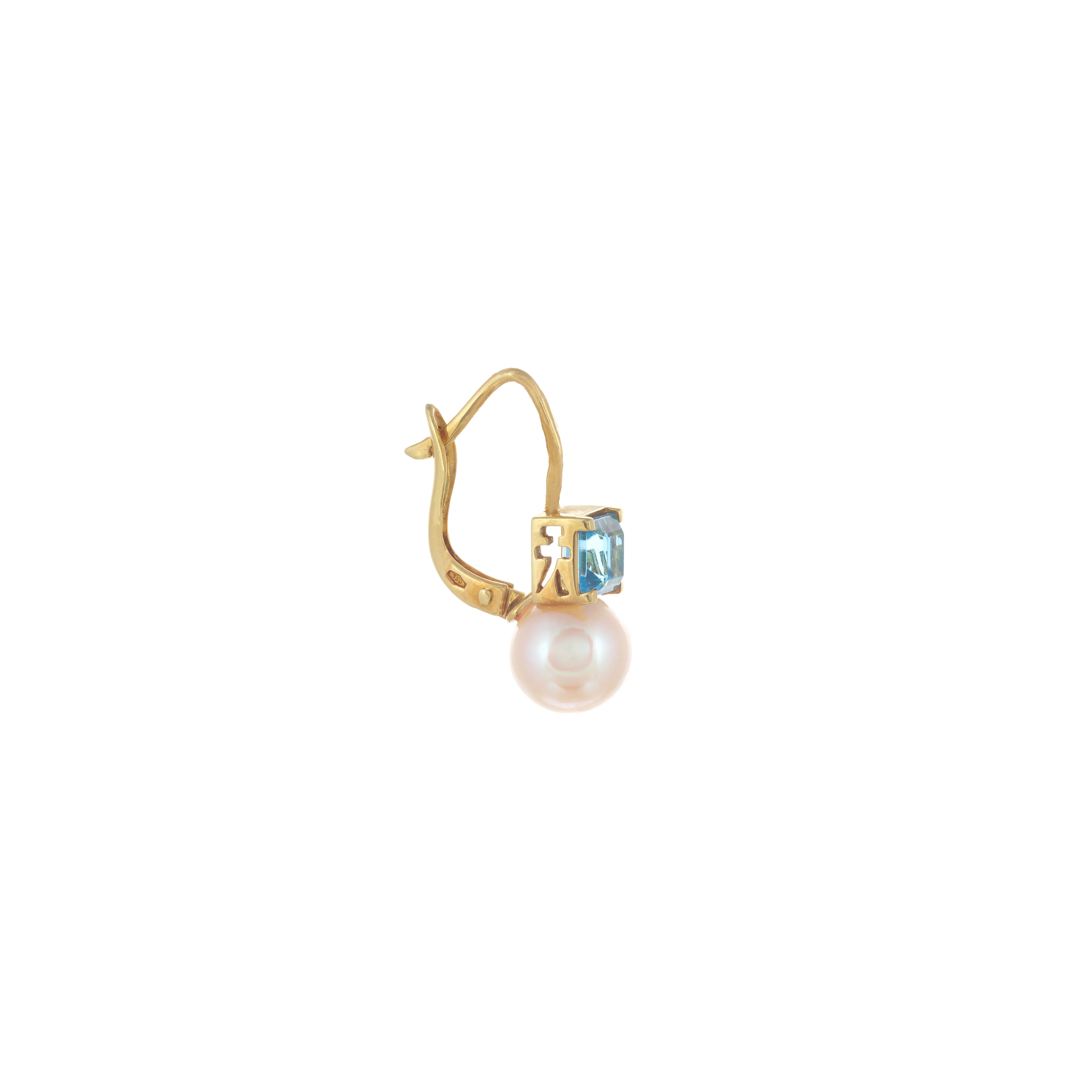 Image Yellow Gold Rose Blue Topaz Earrings