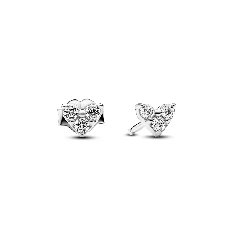 Pandora Heart sterling silver stud Brincos with clear cubic zirconia 293003C01