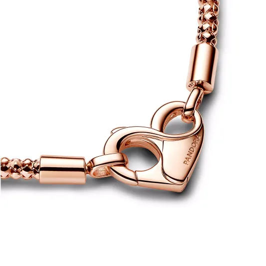 Pandora Studded chain 14k rose gold-plated bracelet with heart clasp 582731C00-17