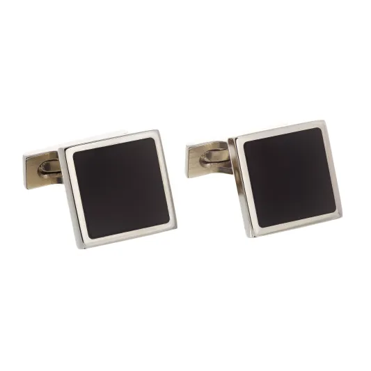 Marcolino Palladium & Laq Square Cufflinks D5094