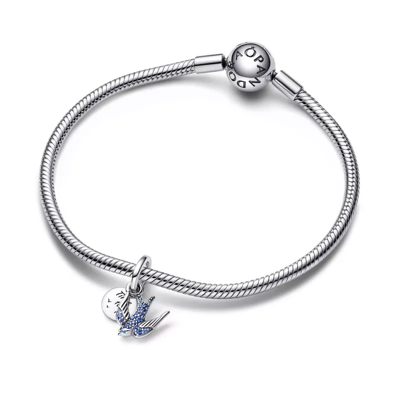 Pandora Swallow sterling silver double dangle with night blue, skyli 792570C01