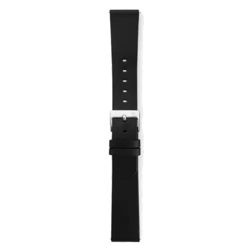 Imagem Pulseira Couro Preto Fivela Prateado 20mm