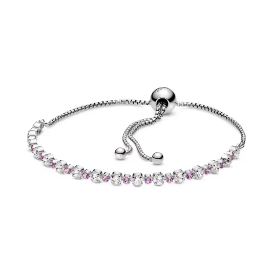 Pandora Pink & Clear Sparkle Slider Bracelet                         598517C02-1