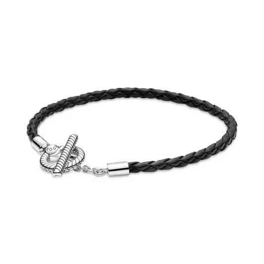 Pandora Moments Braided Leather T-bar Bracelet                       591675C01-S2