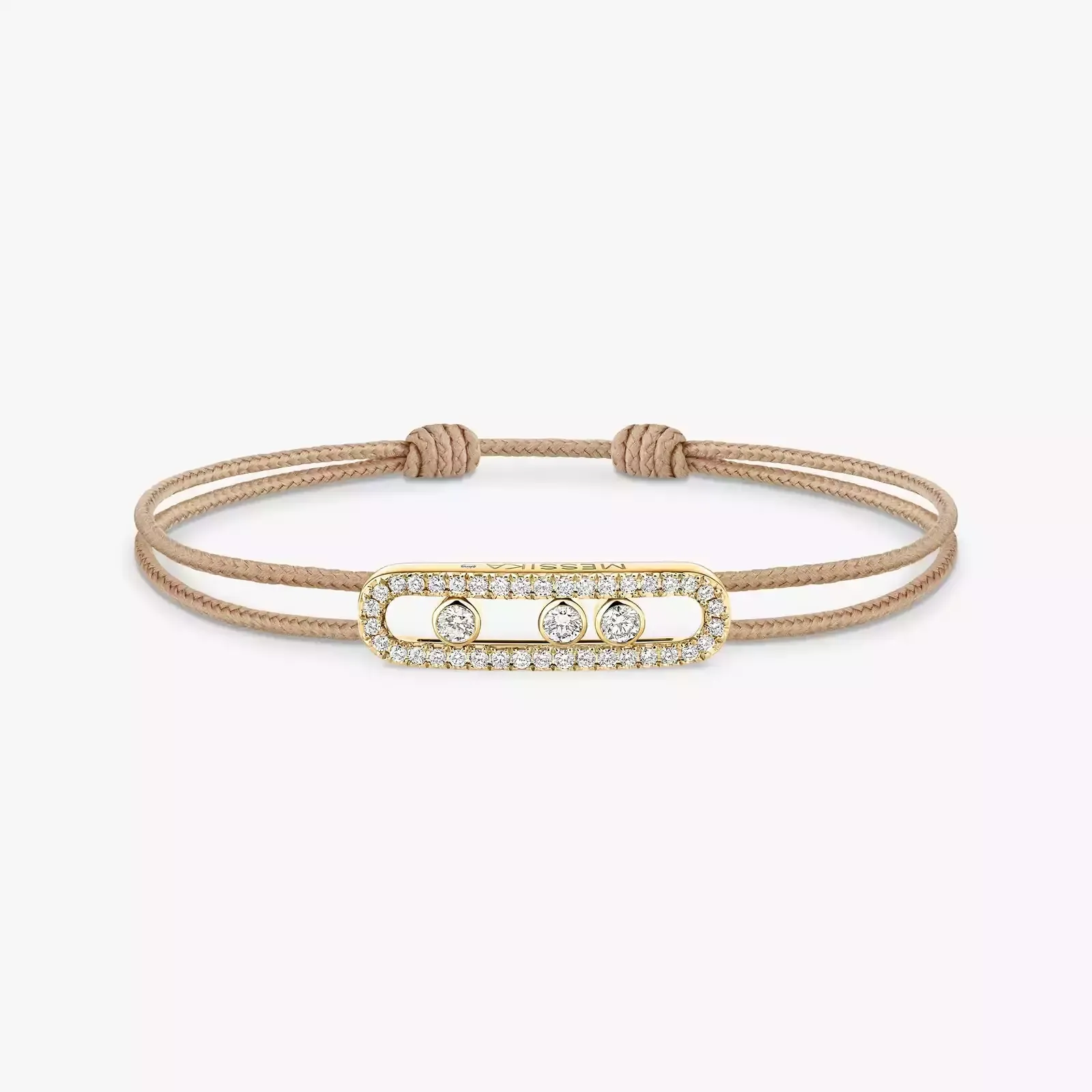 Image MESSIKA CARE(s) Diamond Pavé Beige Cord Bracelet Yellow Gold