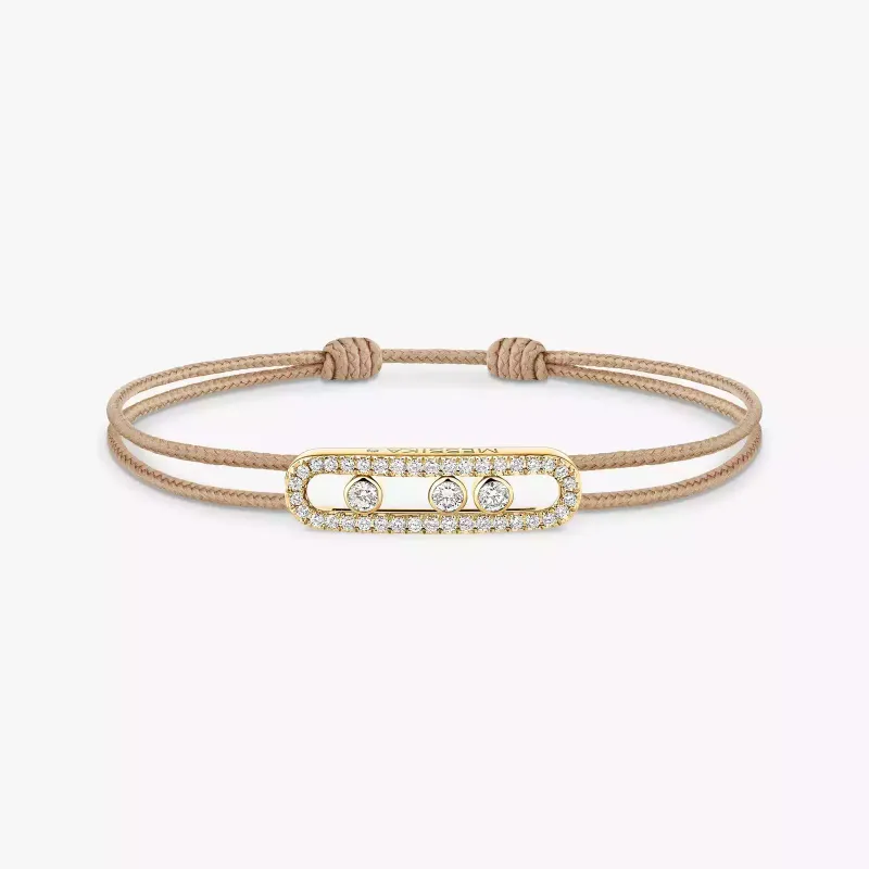 Messika MESSIKA CARE(s) Diamond Pavé Beige Cord Bracelet Yellow Gold PU.14102.YG