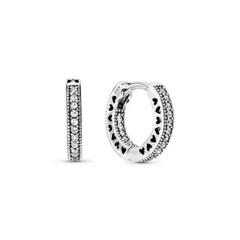 Pandora Pavé Heart Hoop Earrings 296317CZ