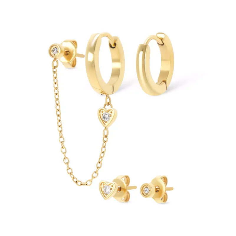 One Set de Brincos Golden Four OJSEGF03G