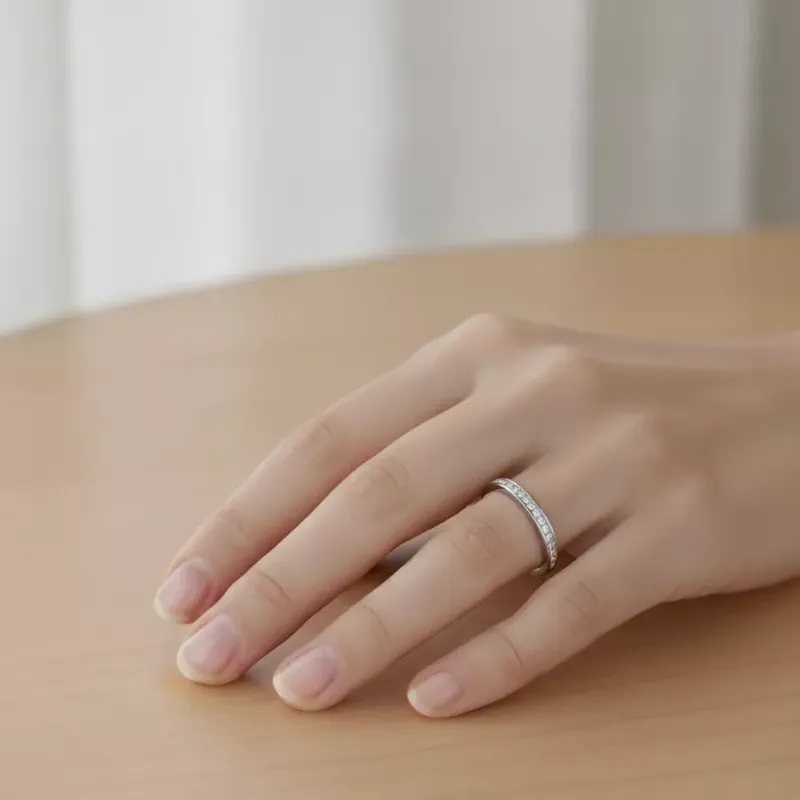 Marcolino Anel Memória Ouro Branco com Diamantes FA4250-14