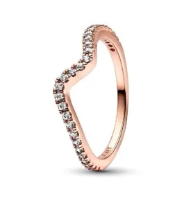 Wave 14k rose gold-plated ring with clear cubic zirconia    