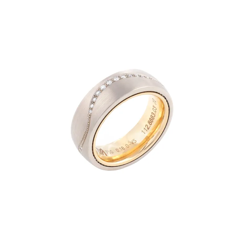 Meister Aliança Girello Ouro Branco e Ouro Rosa com Diamantes 112.8883.03
