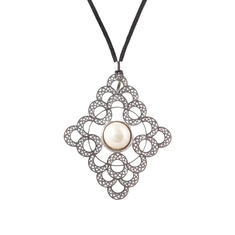 Marcolino Colar Filigrana em Prata com Pérola 01CL-PB0225P