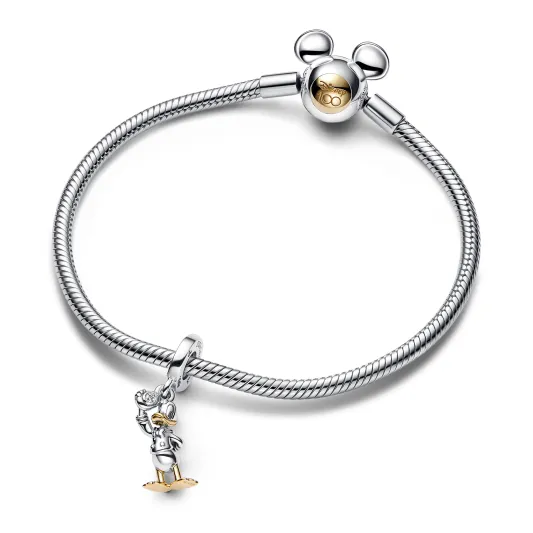 Pandora Disney 100 Donald Duck sterling silver and 14k gold dangle w 792683C01