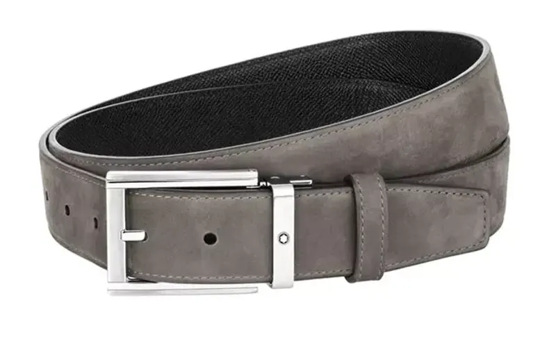 Montblanc Cinto de couro reversível preto/taupe de 35 mm 126043